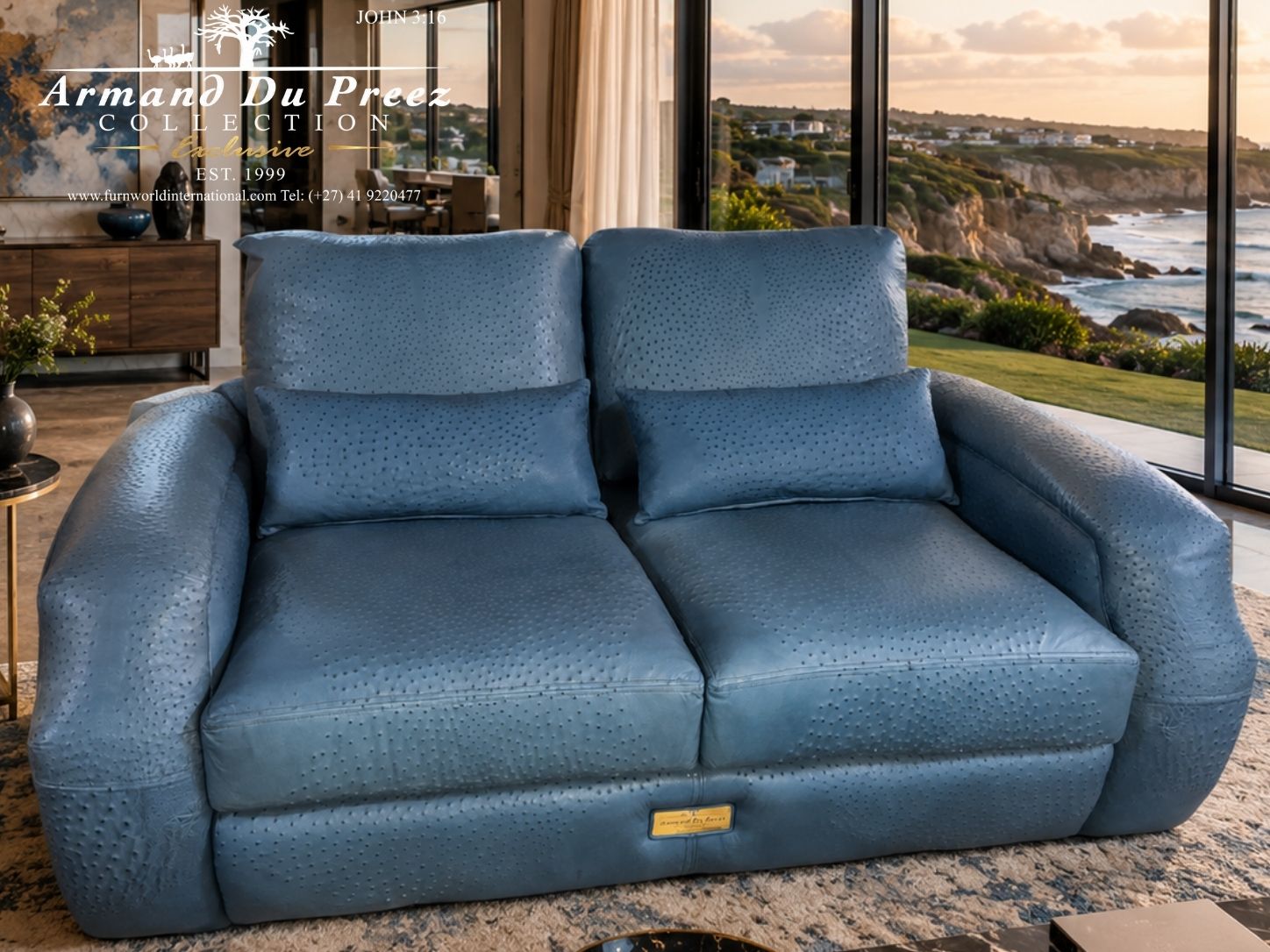 Armand du Preez Luxury Ocean Ostrich Leather Couch